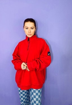 Vintage 90s Nautica Embroidered Red Quarter Zip sweatshirt