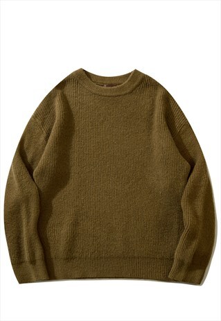 NEUTRAL COLOR EVERYDAY SOLID SWEATER KNITWEAR JUMPER GREEN