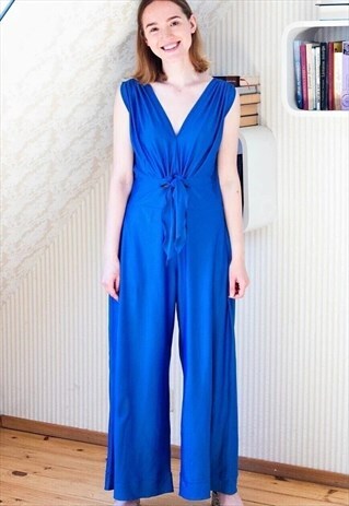 BRIGHT ROYAL BLUE SHINY VINTAGE JUMPSUIT
