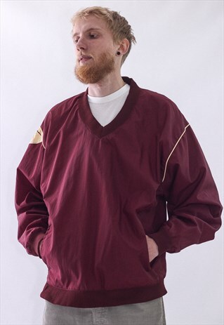 VINTAGE MENS CHAMPION LOGO PULLOVER WINDBREAKER JACKET