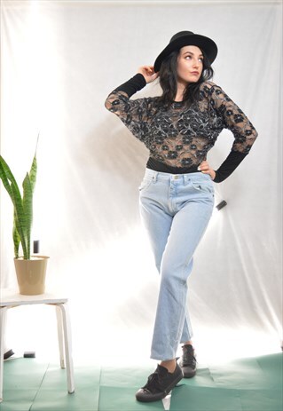 BLACK VINTAGE RETRO BLOUSE