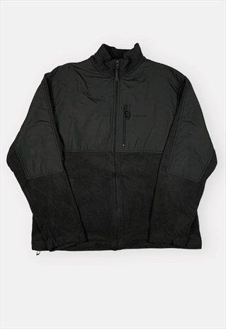 VINTAGE CHAPS EMBROIDERED BLACK FLEECE JACKET SIZE L