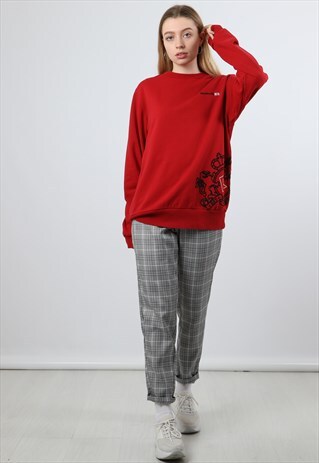 VINTAGE REEBOK XL RED EMBROIDERED LOGO SWEATSHIRT