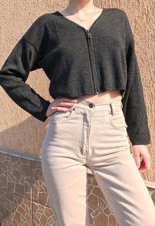 MERINO WOOL ZIP UP TOP