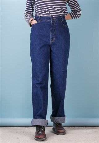 VINTAGE CALVIN KLEIN STRAIGHT LEG MOM JEANS IN DARK BLUE