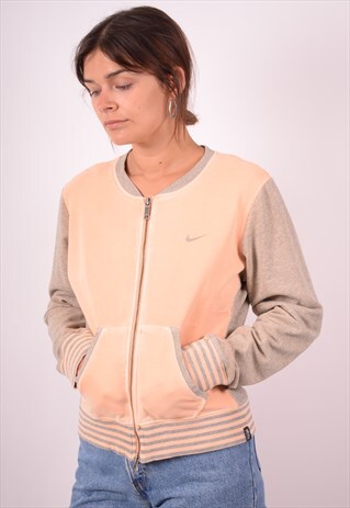 NIKE WOMENS VINTAGE TRACKSUIT TOP JACKET LARGE ORANGE 90S