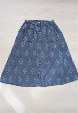 Y2K Orientique Skirt Denim Blue Aztec Print