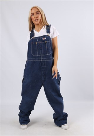 VINTAGE USA DICKIES DENIM DUNGAREES WIDE LEG 16 18 XL (5AB)