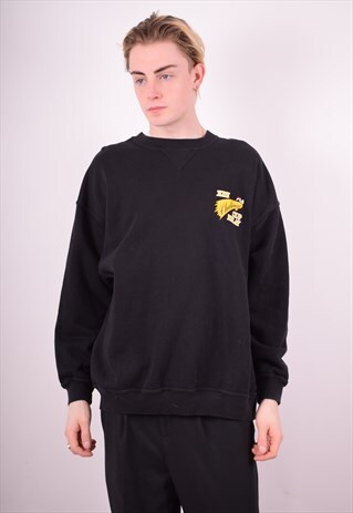 FILA MENS VINTAGE SWEATSHIRT JUMPER XL BLACK 90'S