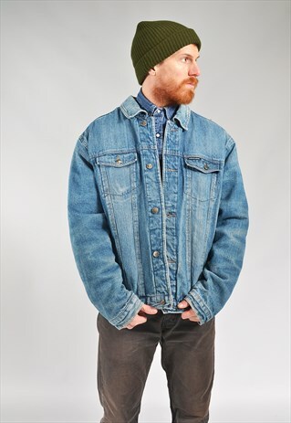 VINTAGE MID BLUE LINED DENIM JACKET