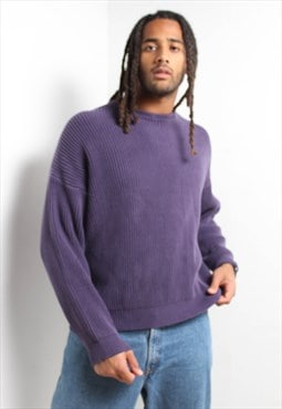 Vintage 90's Chunky Fisherman Knit Jumper Purple