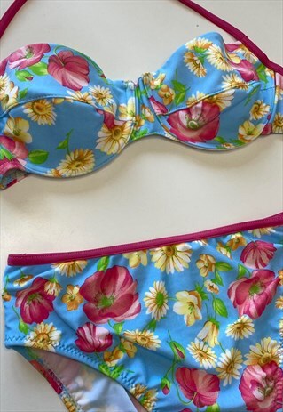 Y2K DEADSTOCK RETRO FLORAL PATTERNED SUMMER BEACH BIKINI