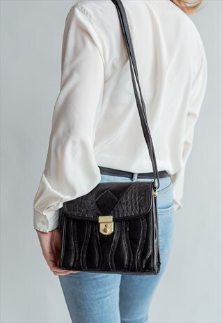 VINTAGE 80S SHOULDER BAG WITH MIXED TEXTURE