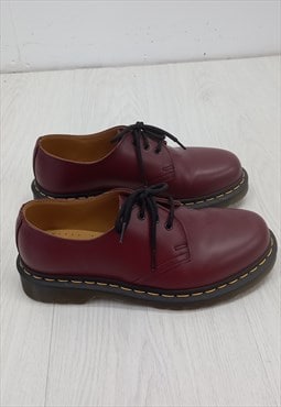 Dr Martens Leather Oxford Shoes Cherry Red Lace-Up