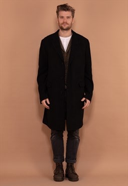Vintage 00's Men Wool Blend Coat in Black