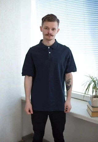 VINTAGE 90'S NAVY COTTON POLO SHIRT