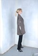 VINTAGE 80'S BAGGY UNISEX CHECKERED SUIT BLAZER JACKET BROWN