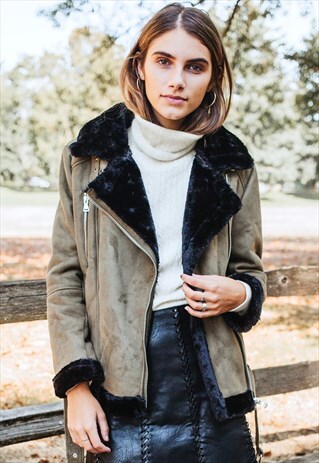 FAUX FUR AVIATOR JACKET