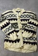 VINTAGE REY WEAR KNITTED CARDIGAN PATTERNED CHUNKY SWEATER
