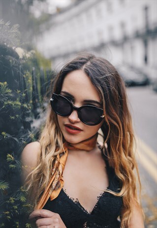 BLACK CAT EYE OPEN LENS SUNGLASSES "ATLANTA"
