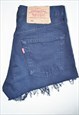 VINTAGE 90S LEVIS 501 HIGHWAISTED NAVY BLUE DENIM SHORTS