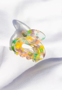 Pastel Rainbow Mini Oval Cut Out Mottled Claw Clip