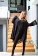 BLACK MAXI DRESS WITH LACE SLEEVES 
