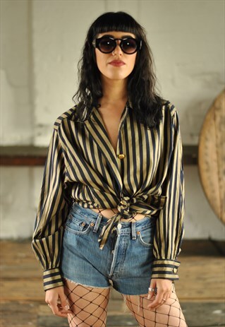 80S JAEGER STRIPED BLOUSE