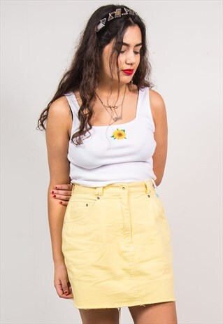 VINTAGE 90'S YELLOW DENIM SKIRT