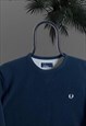 CLASSIC FRED PERRY CREW NECK SWEATER IN BLACK SIZE MEDIUM M