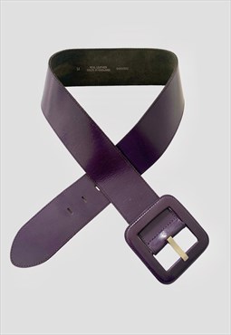 80's Ladies Vintage Purple Leather Wide Belt