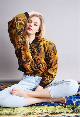90'S RETRO LEOPARD PRINT CROPPED MOM'S JACKET TOP