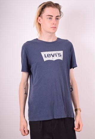 LEVI'S MENS VINTAGE T-SHIRT TOP MEDIUM BLUE 90S