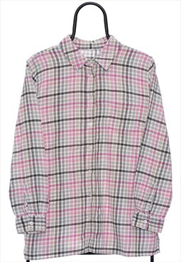 Vintage White and Pink Check Flannel Shirt Womens