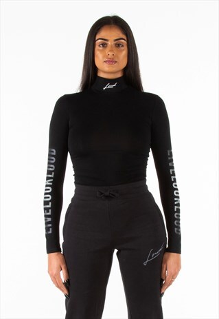 LOUD WOMENS BLACK CHROME LONG SLEEVE BODYSUIT