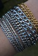 GOLD ITALIAN FIGARO CHAIN BRACELET 4MM MENS