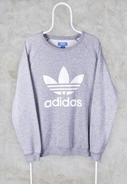 Vintage Adidas Originals Grey Sweatshirt Firebird Logo Large