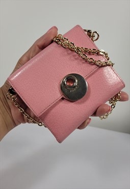 Vintage Gucci Eclipse Pink leather wallet on chain
