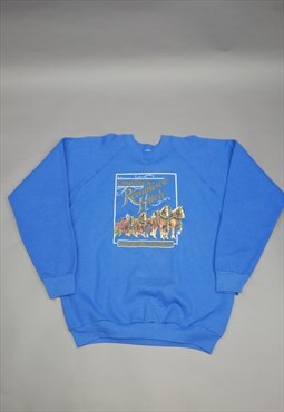 Vintage Horse Graphic Sweatshirt in Blue