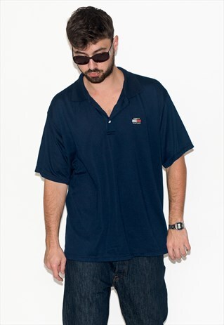 VINTAGE 90S ICONIC POLO SHIRT IN NAVY BLUE
