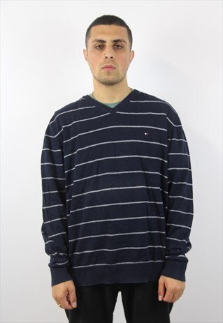 VINTAGE TOMMY HILFIGER NAVY STRIPED JUMPER