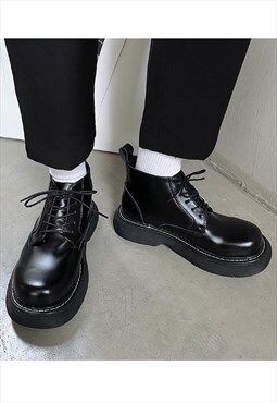 Small Platform lace up boots high ankle shoes in black