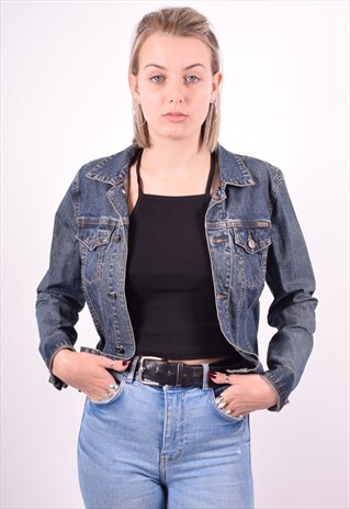 CALVIN KLEIN WOMENS VINTAGE DENIM JACKET SMALL BLUE 90'S