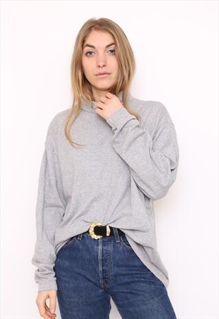 VINTAGE 90S GREY TURTLE POLO HIGH NECK TOP