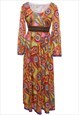 Vintage Floral Print 1970s Style Maxi Dress - M