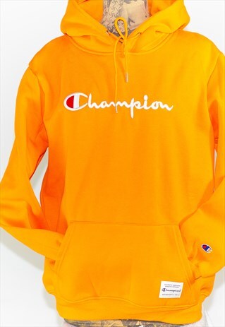 New Bright Orange Champion Logo Hoodie | Florrie Janes Vintage | ASOS ...