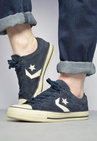 VINTAGE 90S CONVERSE NAVY & WHITE SUEDE OX SHOES RETRO