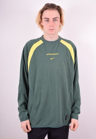 NIKE MENS VINTAGE FLEECE JUMPER LARGE GREEN 90S
