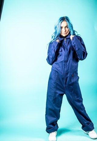 VINTAGE BOILERSUIT IN BLUE WITH GOLD ZIPS