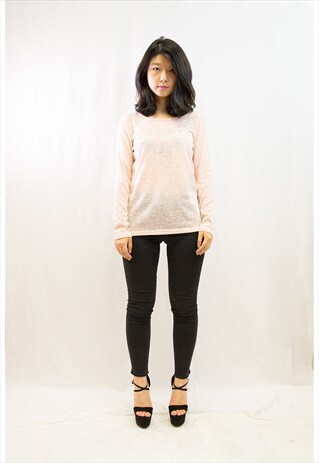 FACE MASK STUD PRINTED TOP (PEACH)